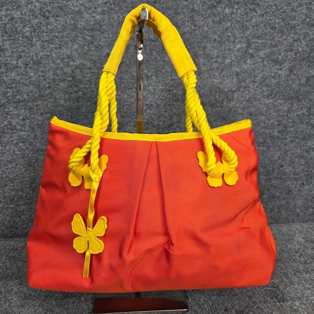 Escada Orange Tote Bag Butterfly With Rope Handles Beach Bag Orange Lining y2k